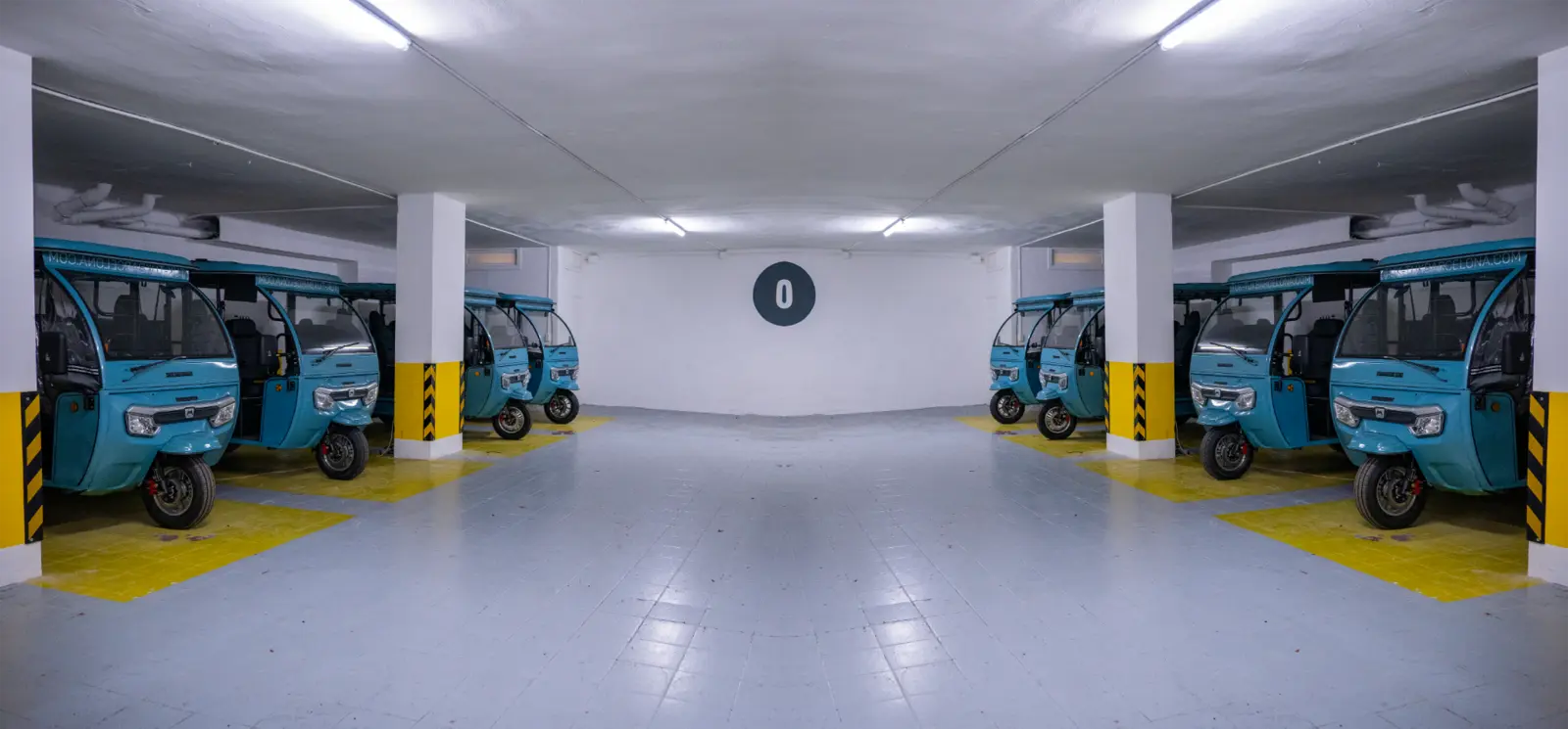 Our electric Tuk Tuk fleet at the Barcelona facilities